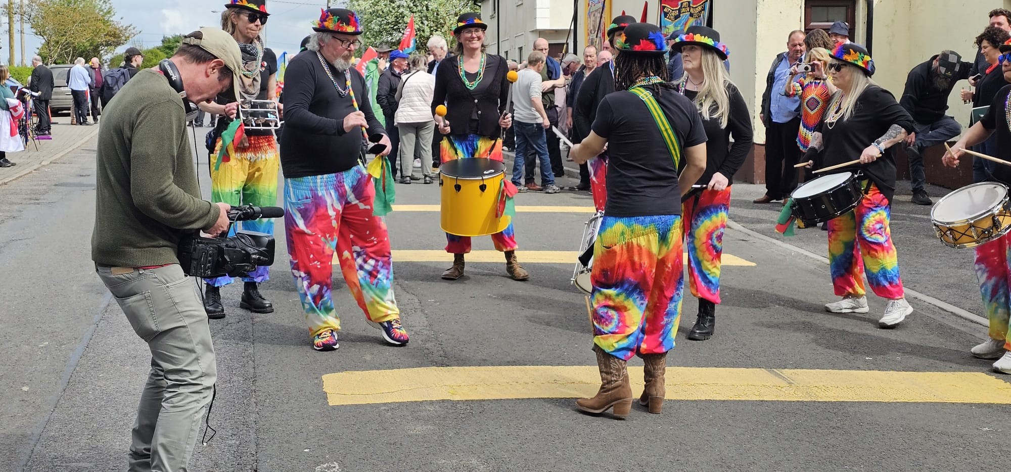 GMB union march with banner and flags